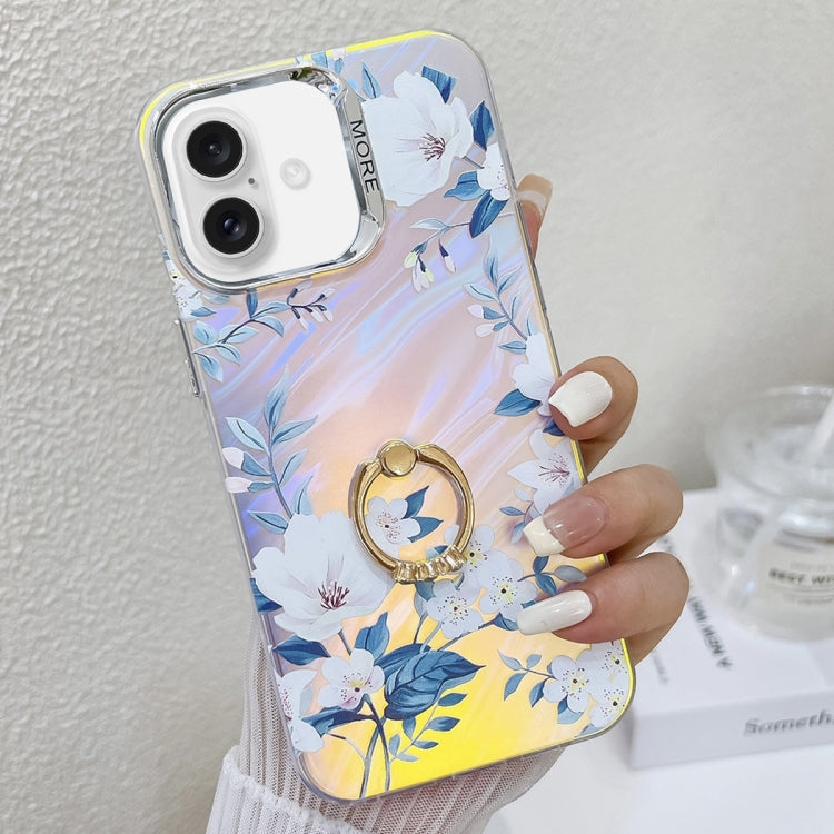 Electroplating Laser Flower Ring Holder TPU Phone Case, Series 2