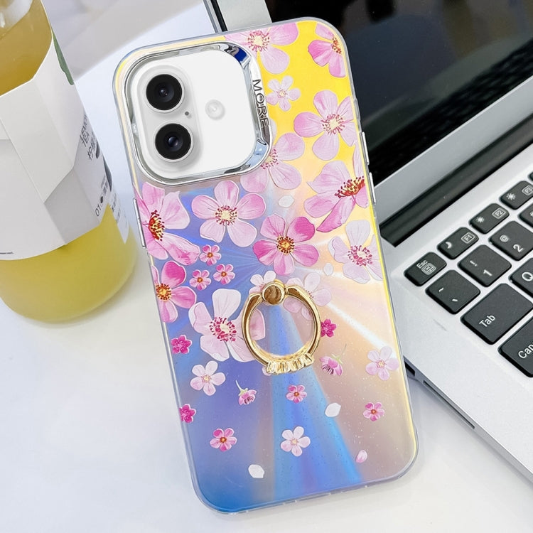 Electroplating Laser Flower Ring Holder TPU Phone Case, Series 2