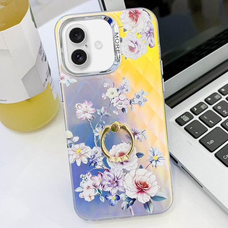 Electroplating Laser Flower Ring Holder TPU Phone Case, Series 2