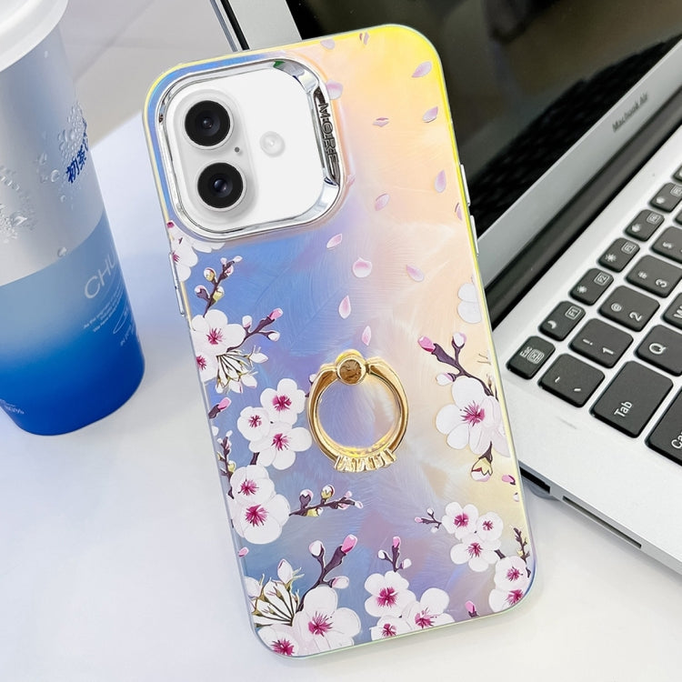 Electroplating Laser Flower Ring Holder TPU Phone Case, Series 2