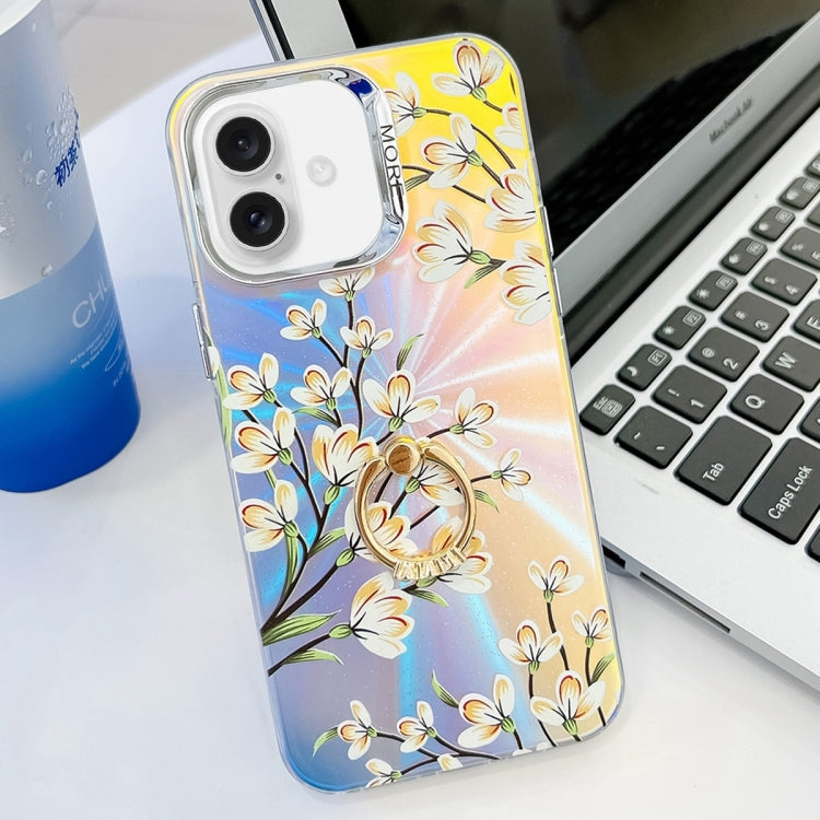 Electroplating Laser Flower Ring Holder TPU Phone Case, Series 2