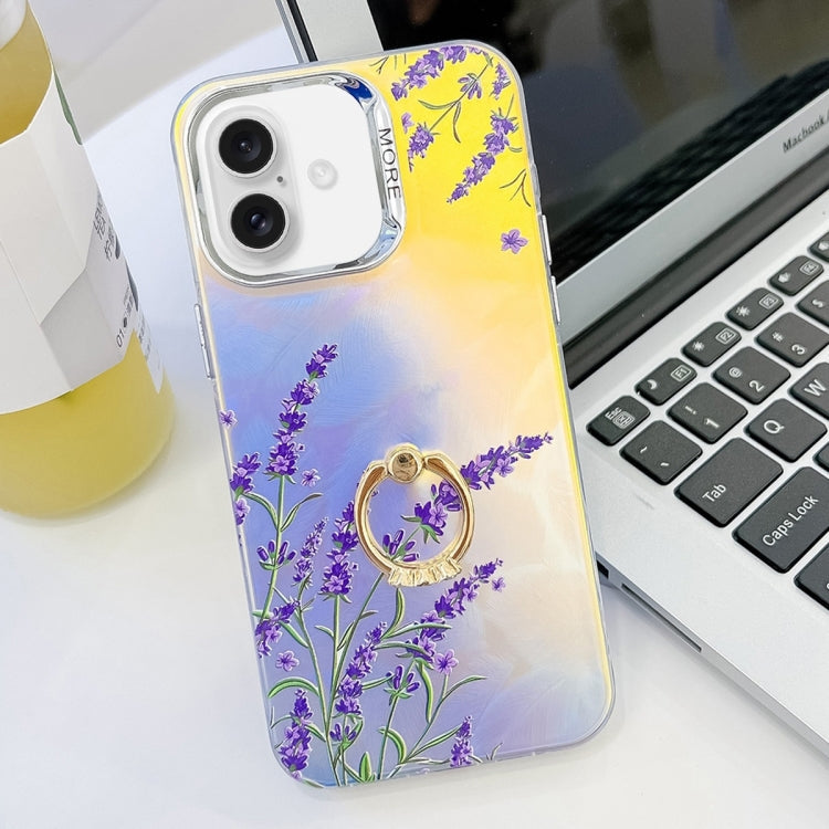 Electroplating Laser Flower Ring Holder TPU Phone Case, Series 2