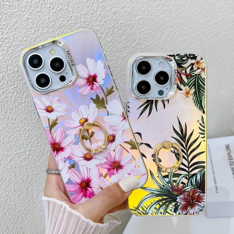 Electroplating Laser Flower Ring Holder TPU Phone Case, Series 4