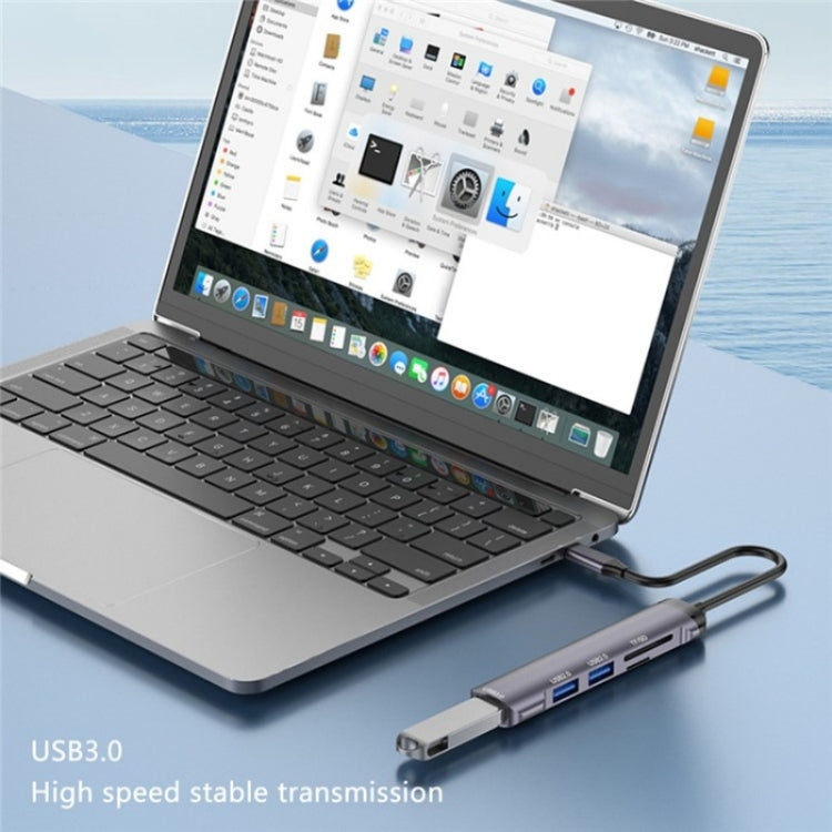 T505 Laptop Phone Adapter Type-C to USB2.0x2 + USB3.0 + TF / SD Card Slots USB HUB