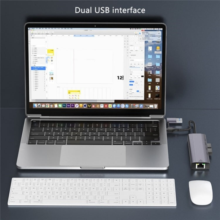 T513 USB-A / Type-C to USB3.0 x 3 + USB-C + Gigabit Laptop Adapter Docking Station My Store