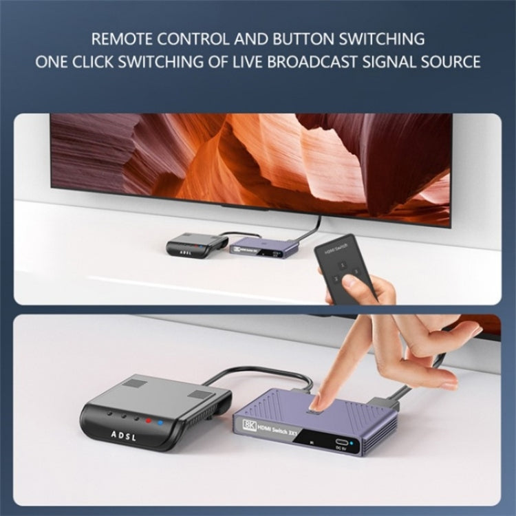 Q803 For TV / Monitor / Camera 8K HDMI 3-in-1-out Switch Converter with USB-C 5V Port Reluova