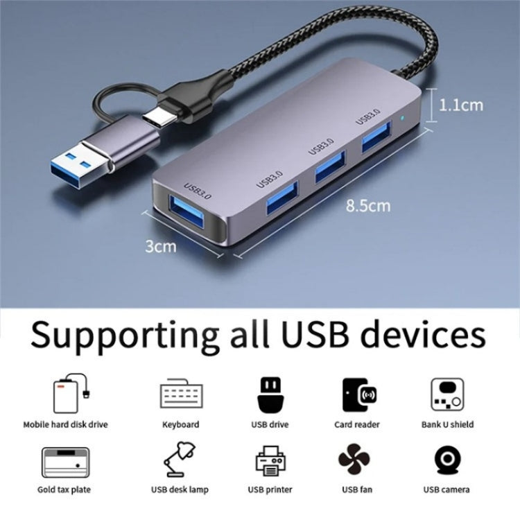 T203 USB + Type-C 3.0 Converter Hub 5Gbps USB 3.0 Data Transfer Adapter for Laptop / Tablet PC My Store