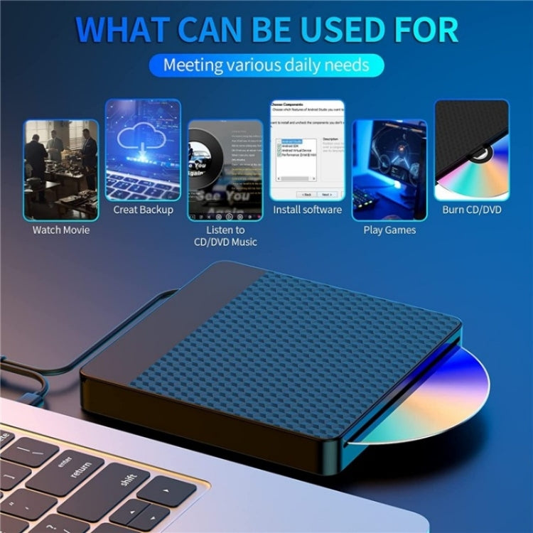 X001 USB 3.0+Type-C Disc Player External Optical Drive CD / DVD Burner Reader