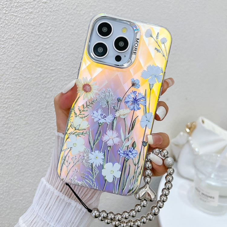 Electroplating Laser Flower Phone Case with Wrist Strap, Series 5