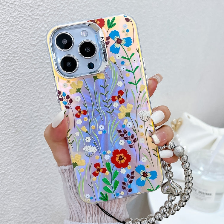 Electroplating Laser Flower Phone Case with Wrist Strap, Series 5