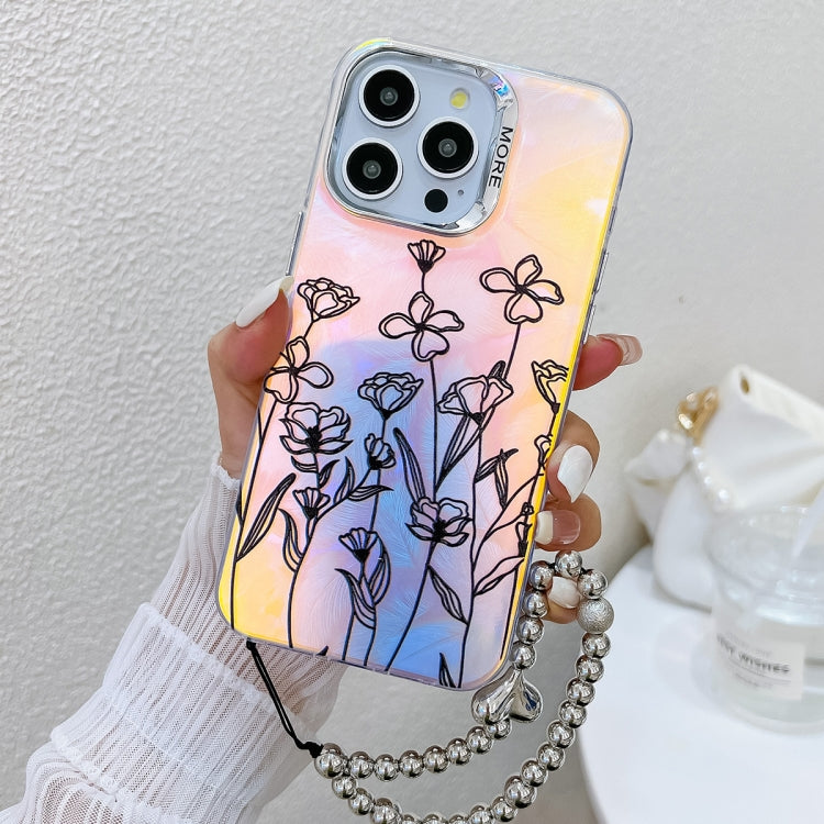 Electroplating Laser Flower Phone Case with Wrist Strap, Series 5