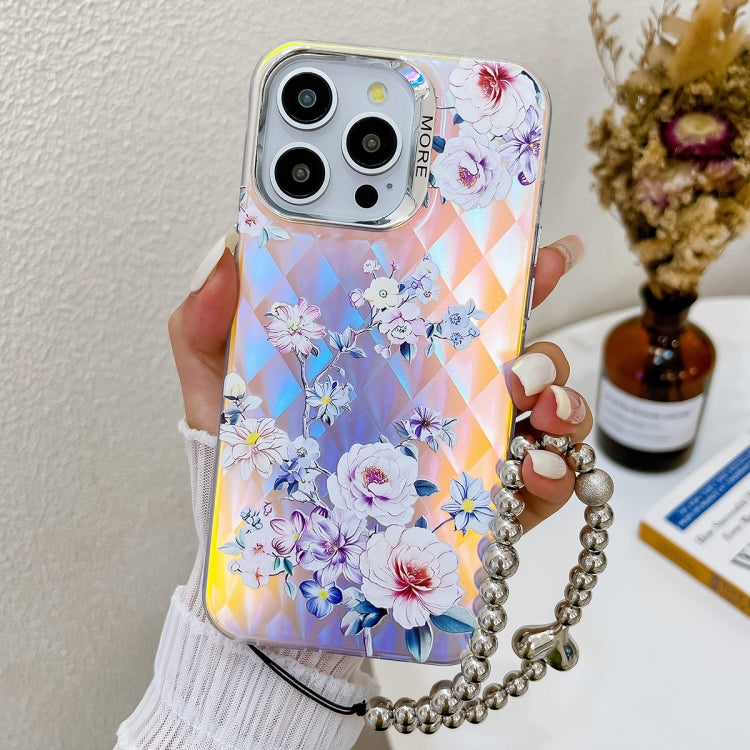 Electroplating Laser Flower Phone Case with Wrist Strap, Series 5