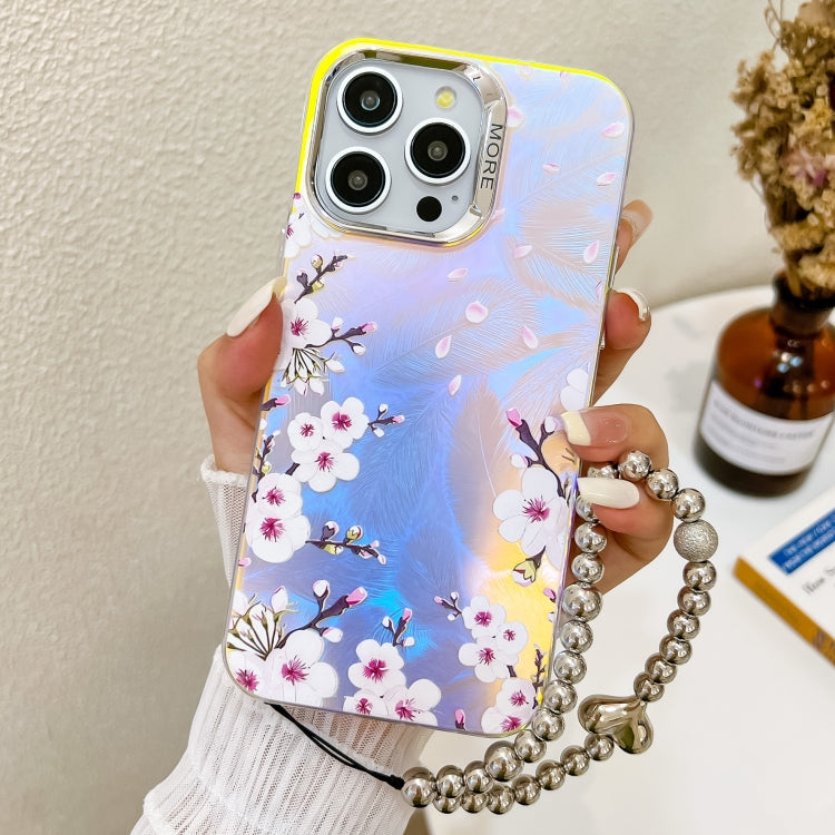 Electroplating Laser Flower Phone Case with Wrist Strap, Series 5