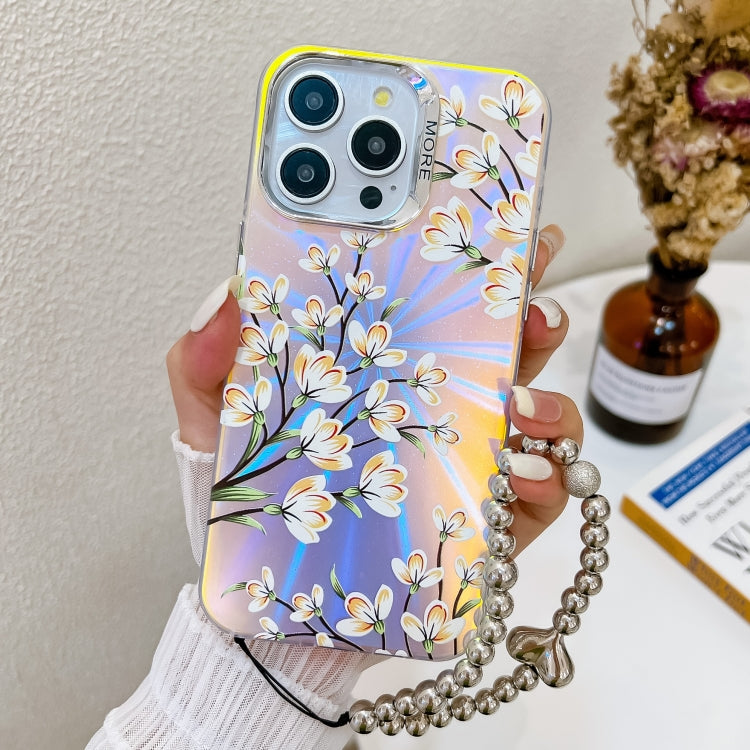 Electroplating Laser Flower Phone Case with Wrist Strap, Series 5