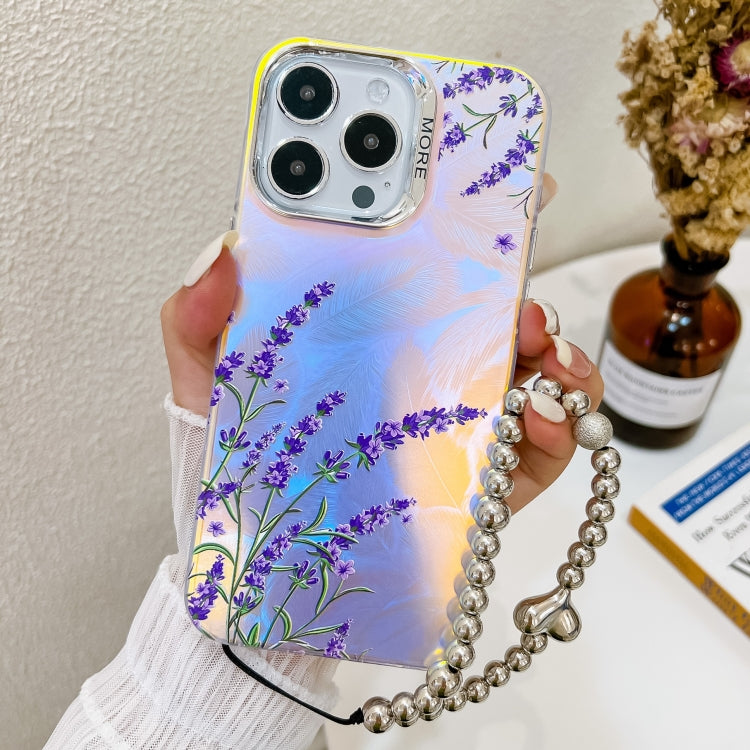 Electroplating Laser Flower Phone Case with Wrist Strap, Series 5