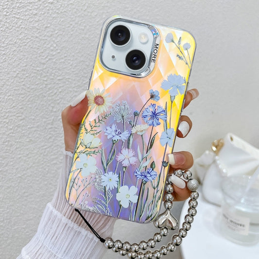 Electroplating Laser Flower Phone Case with Wrist Strap, Series 3