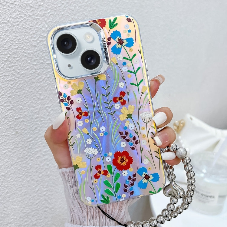 Electroplating Laser Flower Phone Case with Wrist Strap, Series 3