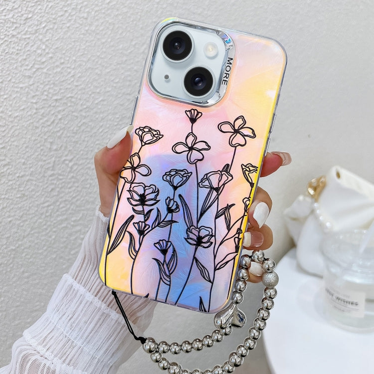 Electroplating Laser Flower Phone Case with Wrist Strap, Series 3