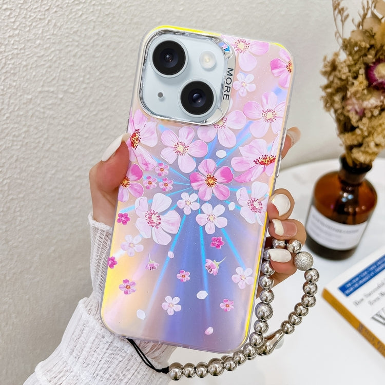 Electroplating Laser Flower Phone Case with Wrist Strap, Series 3