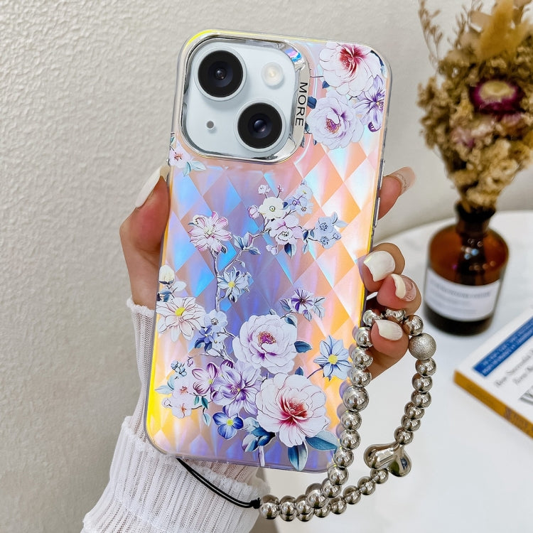 Electroplating Laser Flower Phone Case with Wrist Strap, Series 3