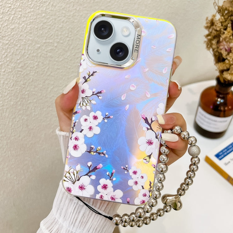 Electroplating Laser Flower Phone Case with Wrist Strap, Series 3