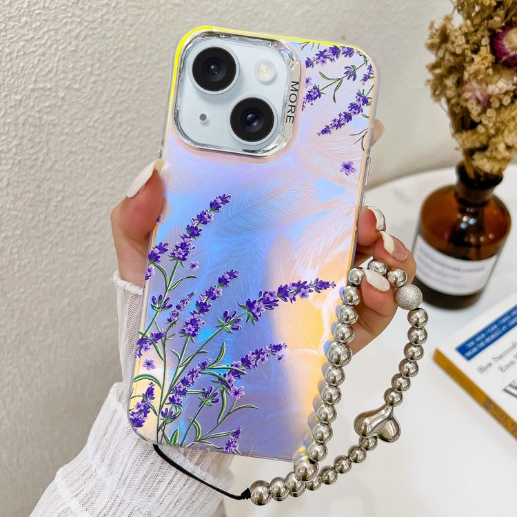 Electroplating Laser Flower Phone Case with Wrist Strap, Series 3