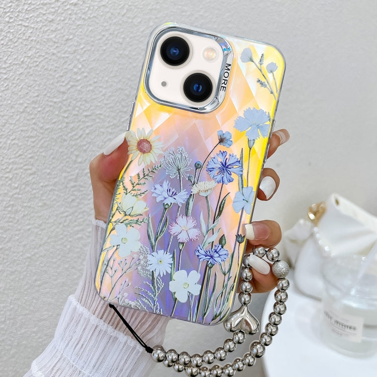 Electroplating Laser Flower Phone Case with Wrist Strap, Series 8