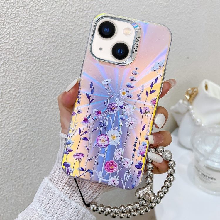 Electroplating Laser Flower Phone Case with Wrist Strap, Series 8