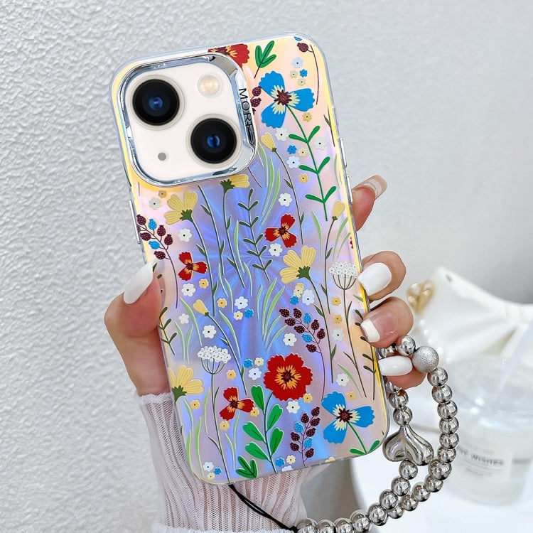 Electroplating Laser Flower Phone Case with Wrist Strap, Series 8