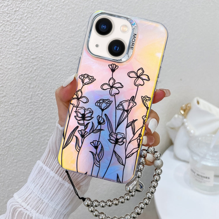 Electroplating Laser Flower Phone Case with Wrist Strap, Series 8