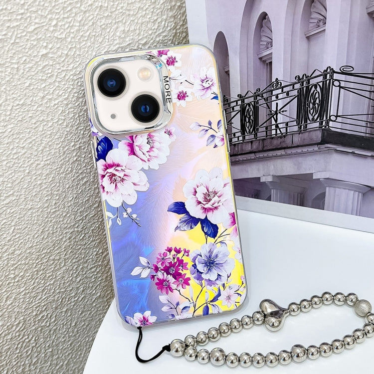 Electroplating Laser Flower Phone Case with Wrist Strap, Series 8