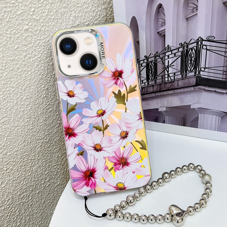 Electroplating Laser Flower Phone Case with Wrist Strap, Series 8