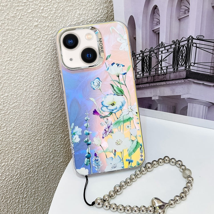 Electroplating Laser Flower Phone Case with Wrist Strap, Series 8