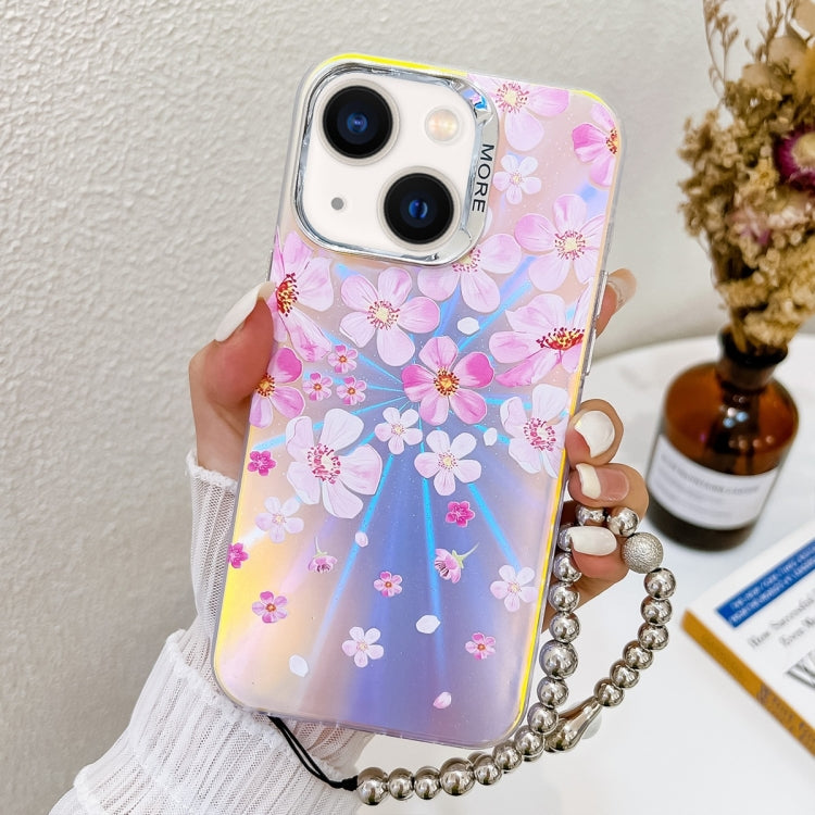 Electroplating Laser Flower Phone Case with Wrist Strap, Series 8