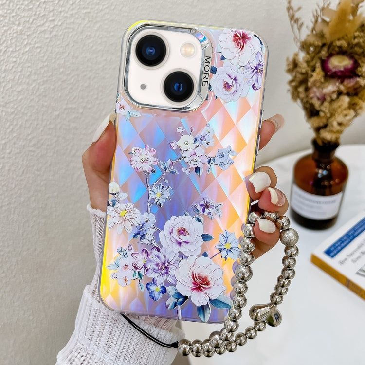 Electroplating Laser Flower Phone Case with Wrist Strap, Series 8