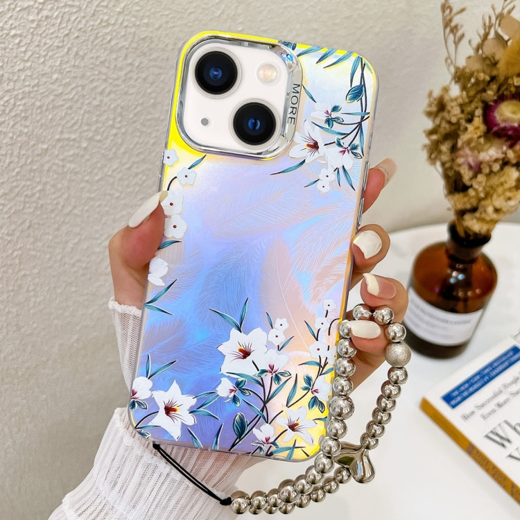 Electroplating Laser Flower Phone Case with Wrist Strap, Series 8