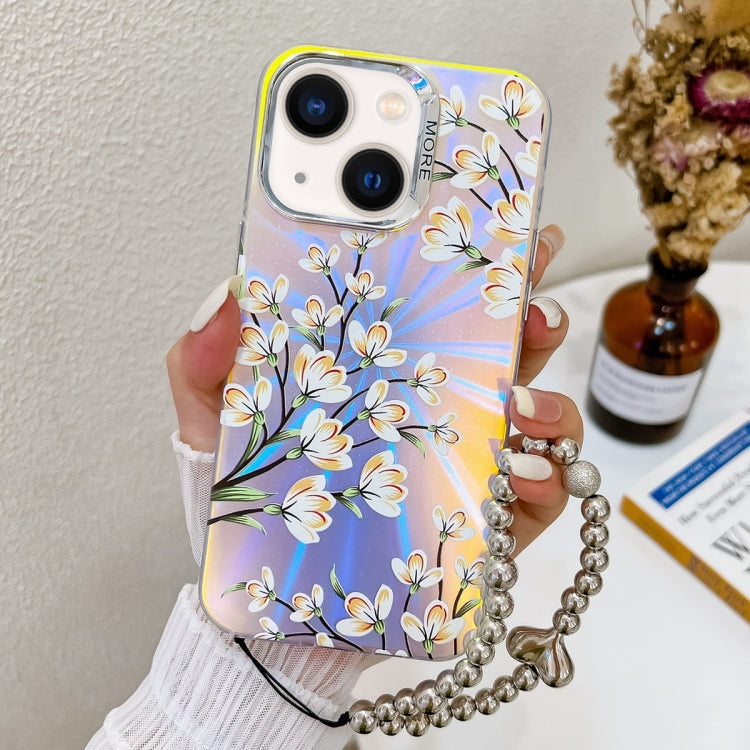 Electroplating Laser Flower Phone Case with Wrist Strap, Series 8