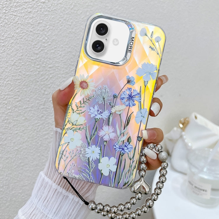 Electroplating Laser Flower Phone Case with Wrist Strap, Series 2