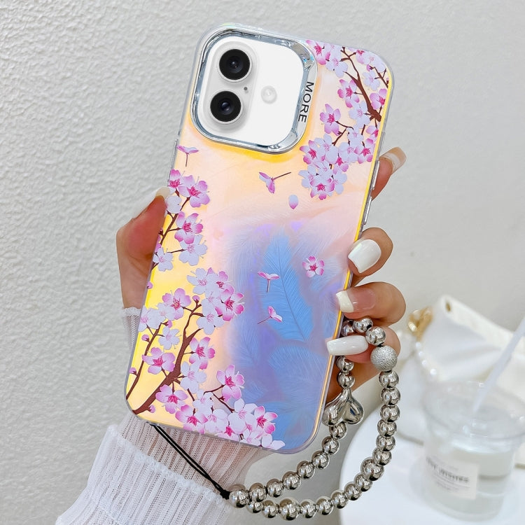 Electroplating Laser Flower Phone Case with Wrist Strap, Series 2