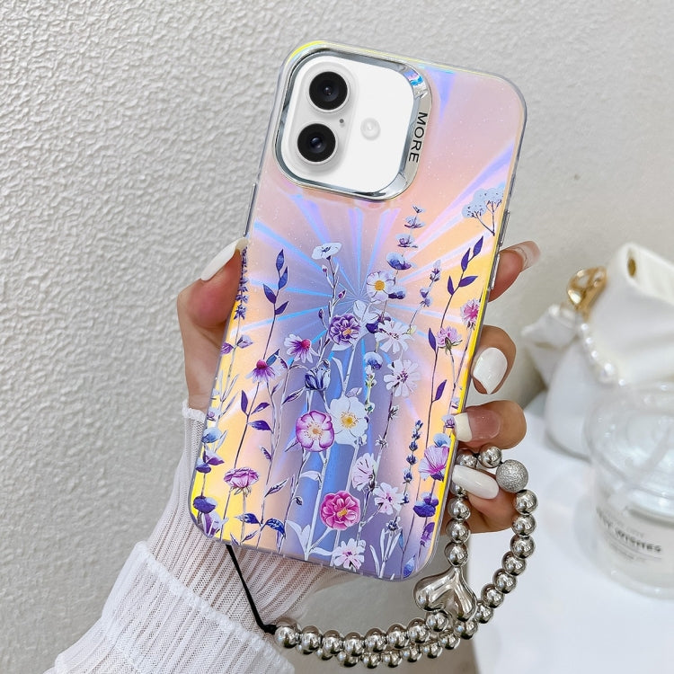 Electroplating Laser Flower Phone Case with Wrist Strap, Series 2