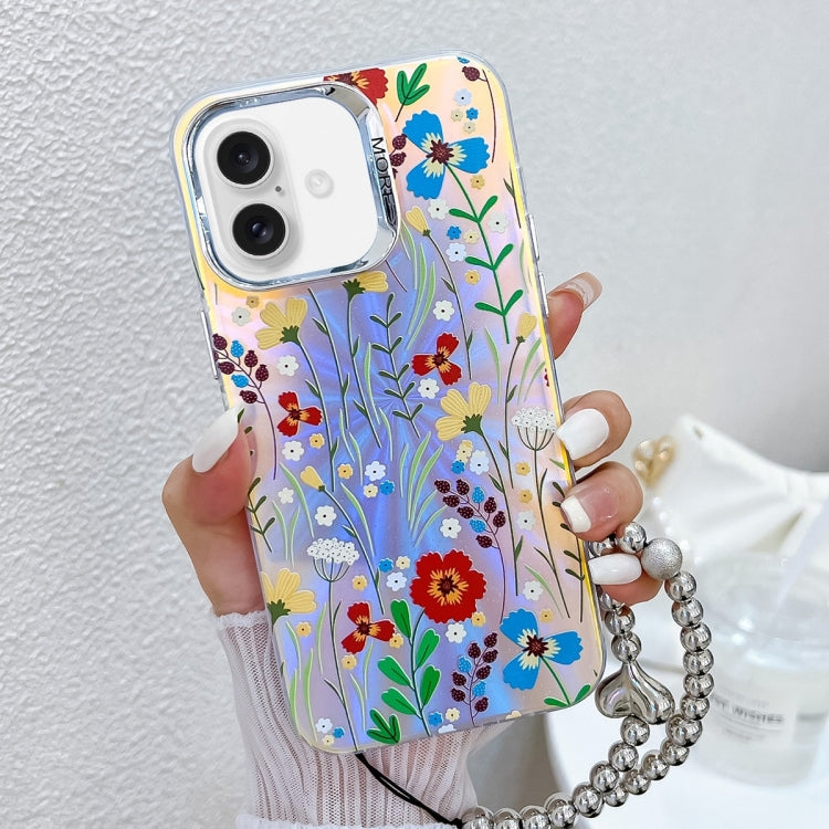 Electroplating Laser Flower Phone Case with Wrist Strap, Series 2