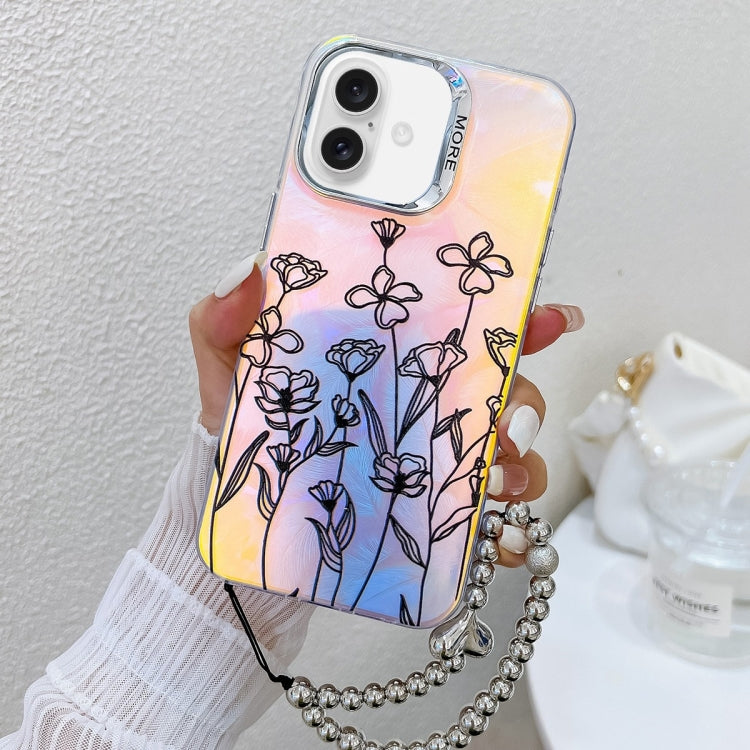 Electroplating Laser Flower Phone Case with Wrist Strap, Series 2