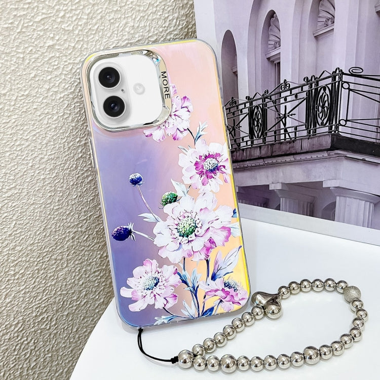 Electroplating Laser Flower Phone Case with Wrist Strap, Series 2