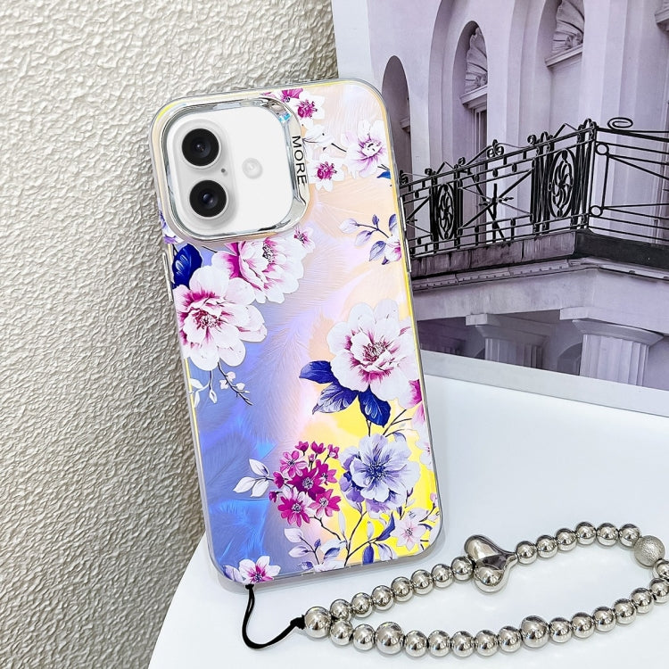 Electroplating Laser Flower Phone Case with Wrist Strap, Series 2