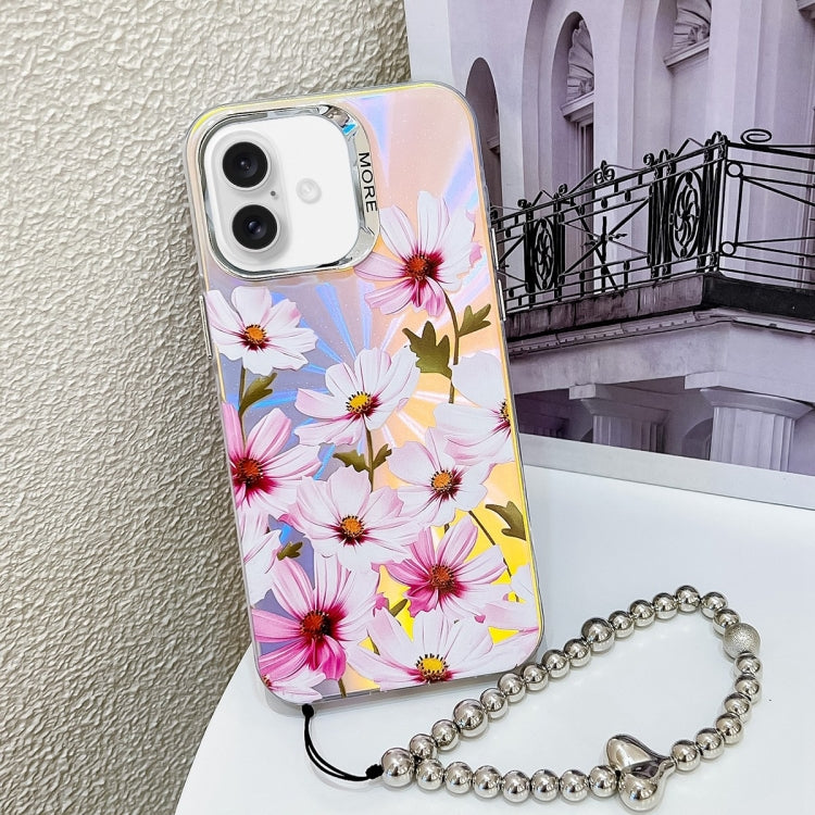 Electroplating Laser Flower Phone Case with Wrist Strap, Series 2