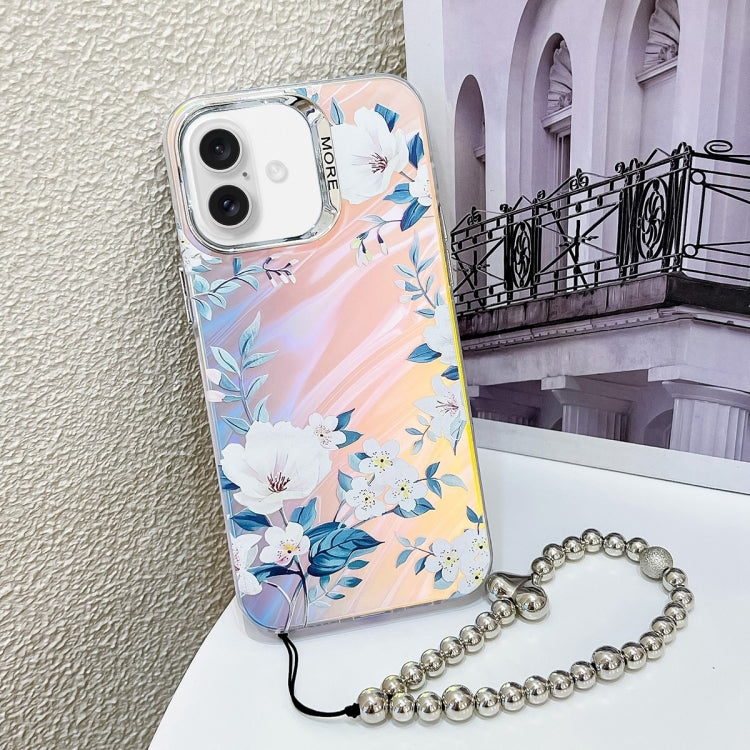 Electroplating Laser Flower Phone Case with Wrist Strap, Series 2