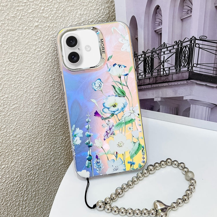 Electroplating Laser Flower Phone Case with Wrist Strap, Series 2