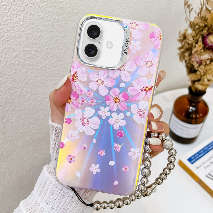 Electroplating Laser Flower Phone Case with Wrist Strap, Series 2