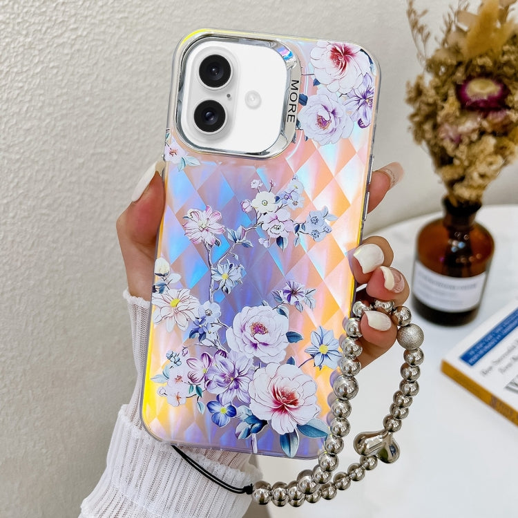 Electroplating Laser Flower Phone Case with Wrist Strap, Series 2