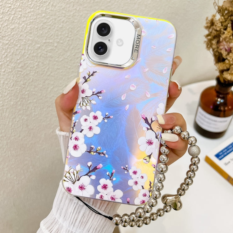 Electroplating Laser Flower Phone Case with Wrist Strap, Series 2